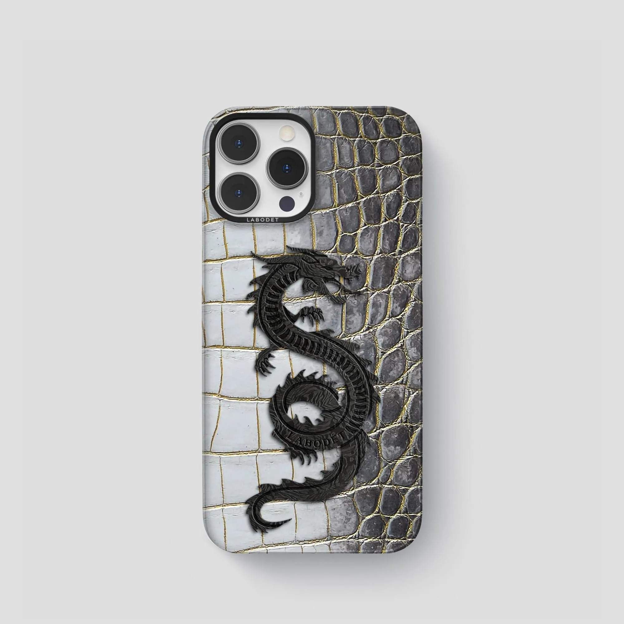 Classic Case With Carbon Dragon For iPhone 15 Pro In Himalayan Crocodile Color Finish Perfect Fit