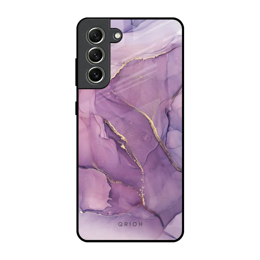 Purple Gold Marble Glass Case for Samsung Galaxy S21 FE 5G Comfort Detail Sporty Appeal
