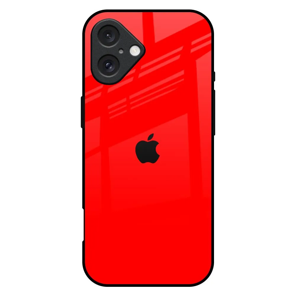 Blood Red Glass Case for iPhone 16 Plus Luxury Surface Layer Flexible Design