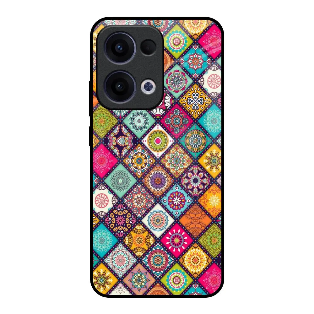 Transparent Look Multicolor Mandala Glass Case for Oppo Reno13 5G