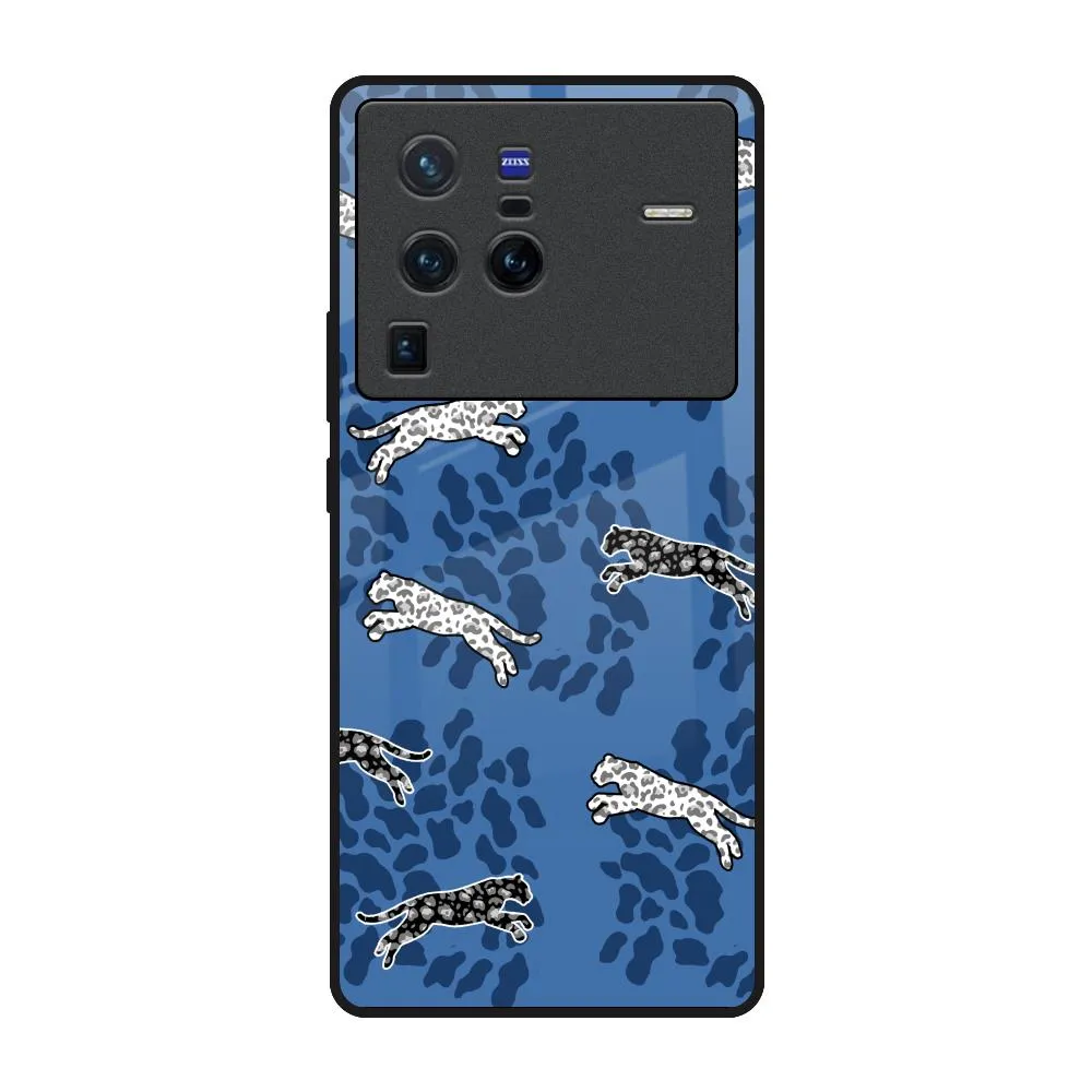 Matte Feel Minimal Comfort Blue Cheetah Glass Case for Vivo X80 Pro 5G