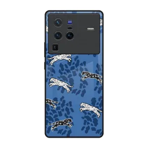 Matte Feel Minimal Comfort Blue Cheetah Glass Case for Vivo X80 Pro 5G