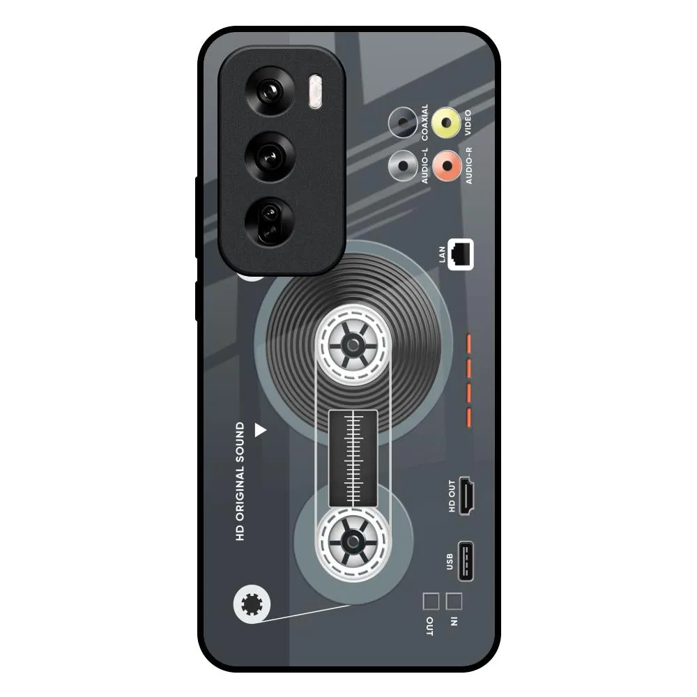 Retro Recorder Glass Case for Oppo Reno 12 5G Sleek Edge Design Hybrid Finish