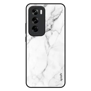 Modern White Marble Glass Case for Oppo Reno 12 Pro 5G Marble Texture Slim Profiled