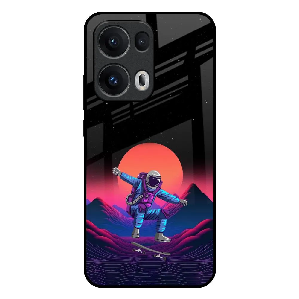Retro Astronaut Glass Case for Oppo Reno13 Pro 5G Rugged Detail Layer
