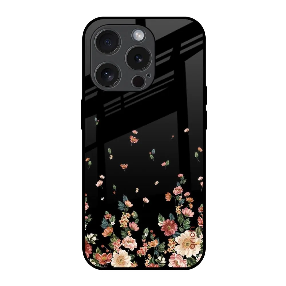 Full Coverage Matte Protection Floating Floral Print Glass Case for iPhone 15 Pro