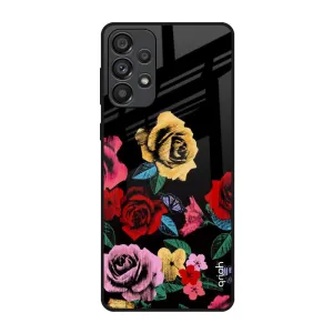 Matte Detail Floral Decorative Glass Case For Samsung Galaxy A73 5G
