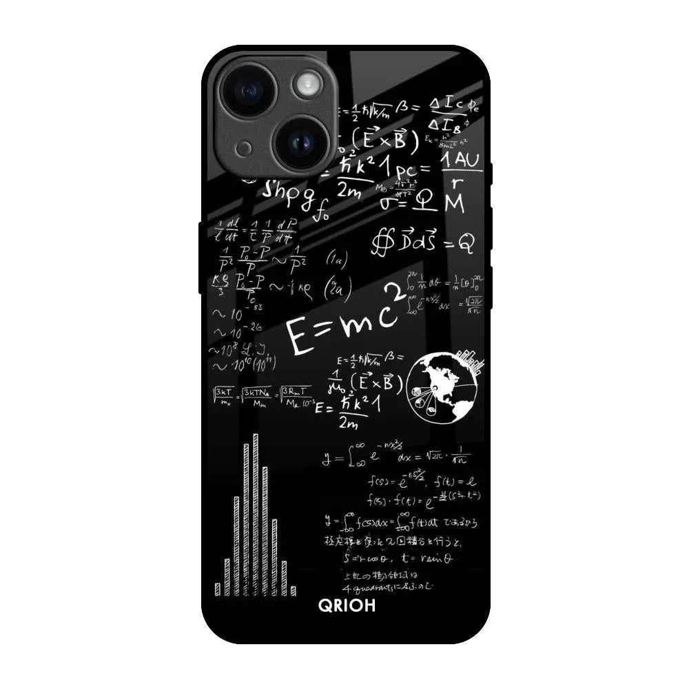 Polished Style Minimal Shield Texture Funny Math Glass Case for iPhone 14