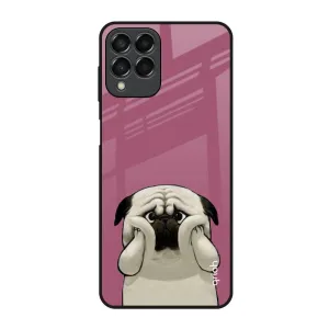 Funny Pug Face Glass Case For Samsung Galaxy M53 5G Modern Build Texture Colorful Accent