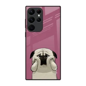 Funny Pug Face Glass Case For Samsung Galaxy S22 Ultra 5G Soft Grip Finish Smooth Layer Texture