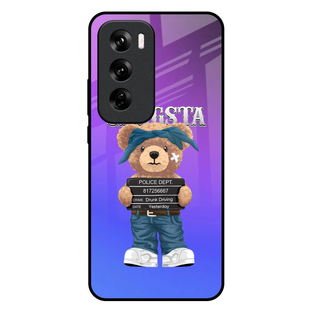 Matte Shield Gangsta Bear Glass Case for Oppo Reno 12 5G