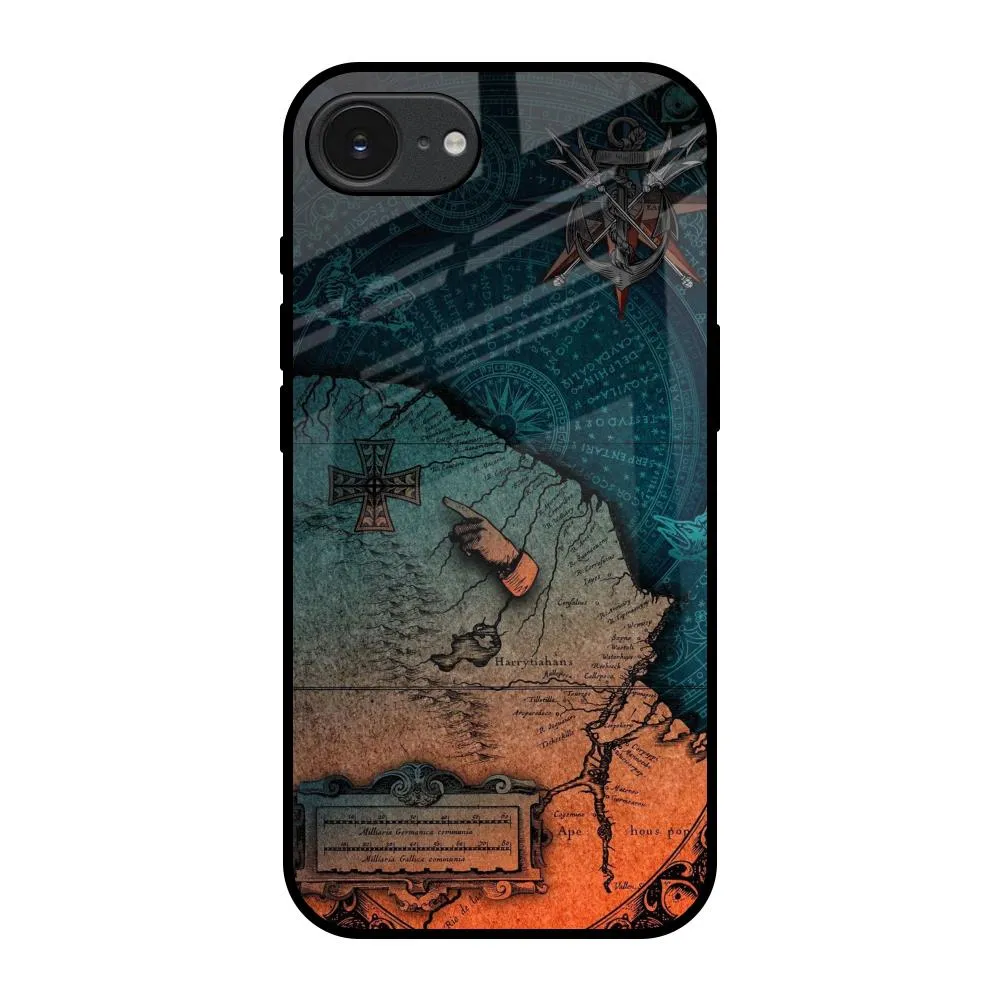 Refined Finish Slim Edge Geographical Map Glass Case for Apple iPhone 16e