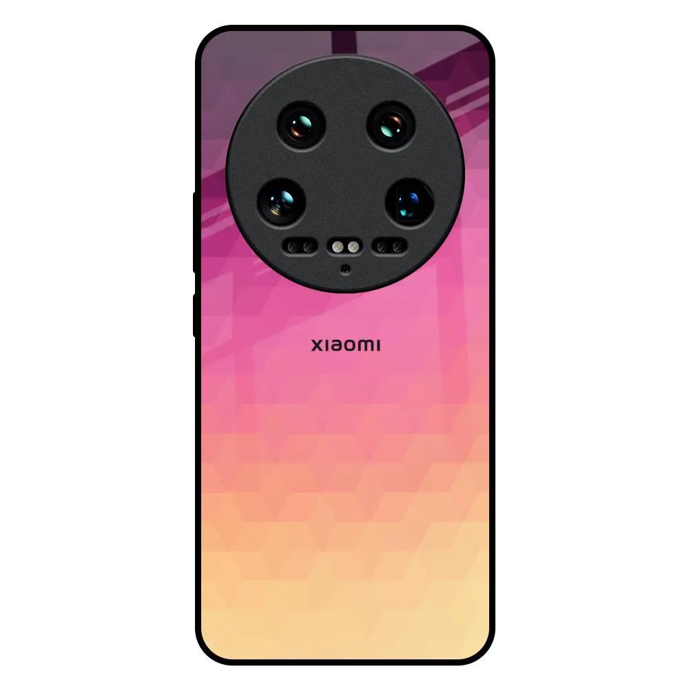 Geometric Pink Diamond Glass Case for Mi 14 Ultra 5G Light Finish