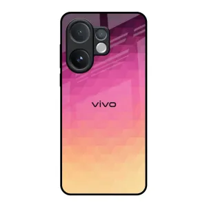 Polished Look Geometric Pink Diamond Glass Case for Vivo V60 5G
