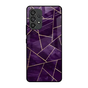 Edge Protection Elegant Layer Texture Geometric Purple Glass Case For Samsung Galaxy A53 5G