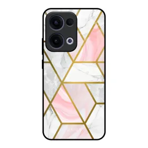 soft look Hard Plastic Geometrical Marble Glass Case for Oppo Reno13 5G