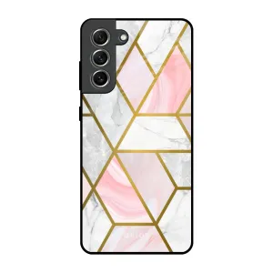 Geometrical Marble Glass Case for Samsung Galaxy S21 FE 5G Glossy surface Compact Shape