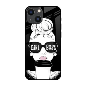 Soft Surface Design Soft Interior Girl Boss Glass Case For iPhone 14 Plus