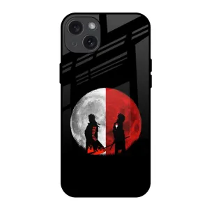 Protective Edge Flexible Pattern Texture Anime Red Moon Glass Case for iPhone 15 Plus