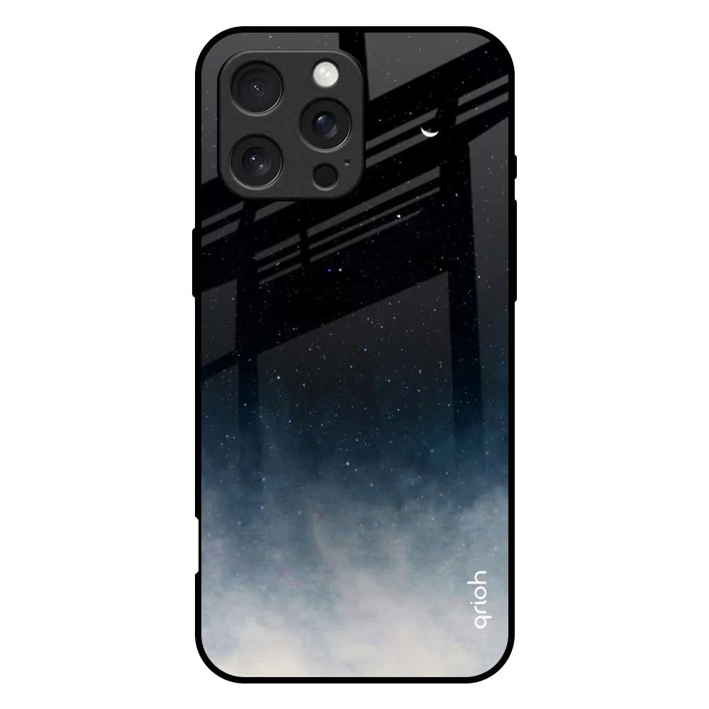 Clear Pattern Ergonomic Shape Black Aura Glass Case for iPhone 16 Pro Max