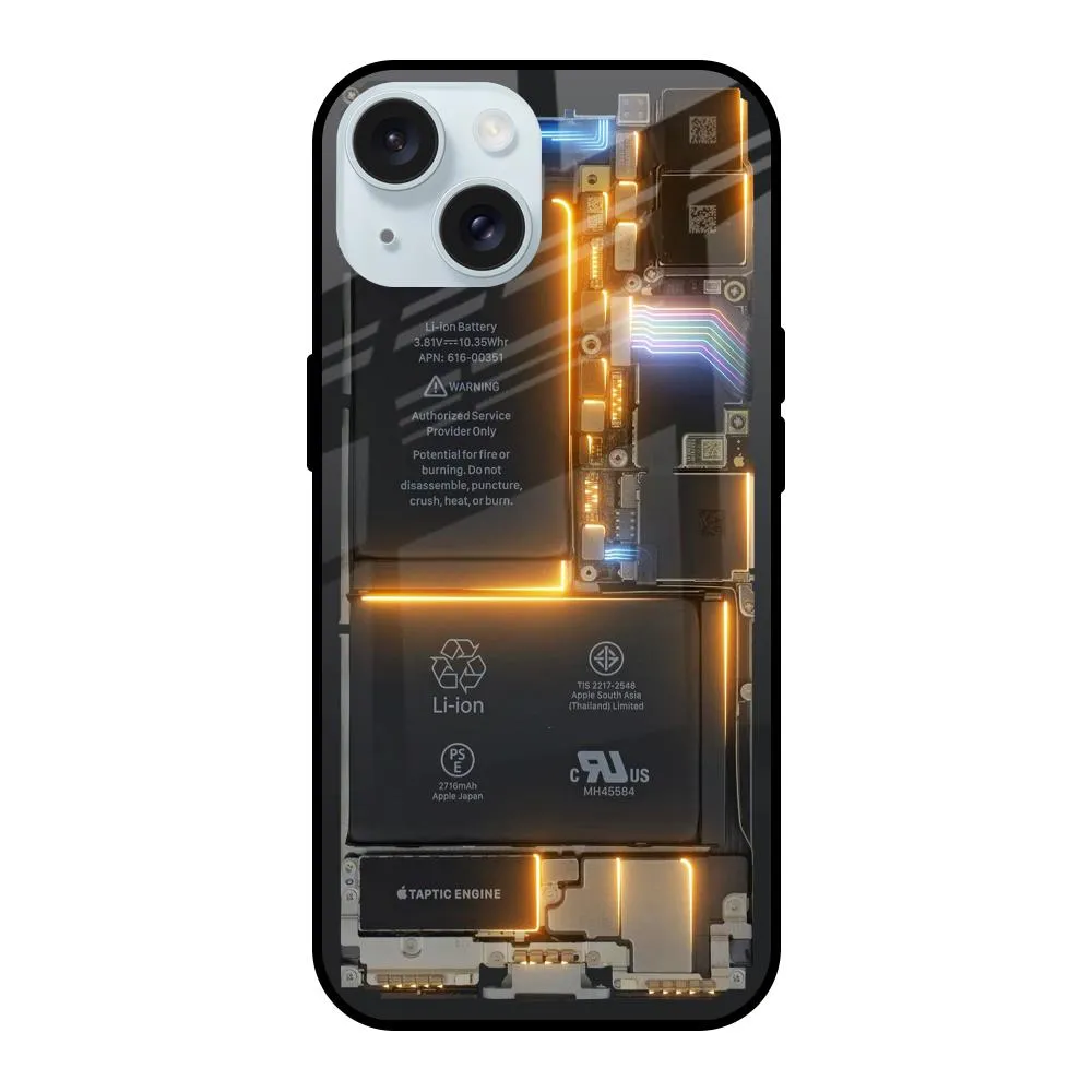 Clear Pattern Glow Up Skeleton Glass Case for iPhone 15