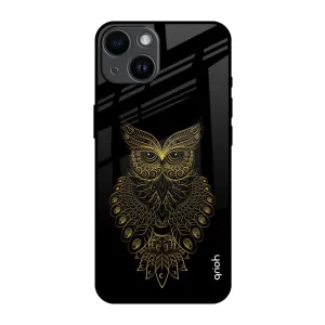 Golden Owl Glass Case for iPhone 14 Creative Design Slim Feel