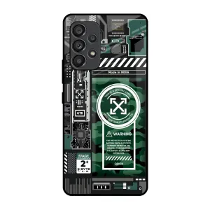 Polished Texture Design Green Camo Circuit Glass Case for Samsung Galaxy A53 5G