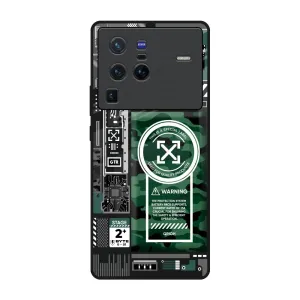 Green Camo Circuit Glass Case for Vivo X80 Pro 5G Premium Feel Layer Gloss Finish Design