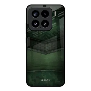 Transparent Shell Green Leather Glass Case for Mi 15 5G