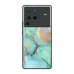 Green Marble Glass Case for Vivo X80 Pro 5G Classic Grip