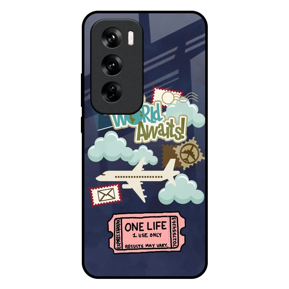 Premium Texture Layer Tour The World Glass Case For Oppo Reno 12 5G