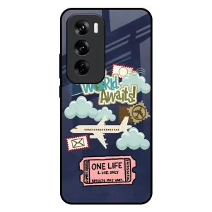 Premium Texture Layer Tour The World Glass Case For Oppo Reno 12 5G