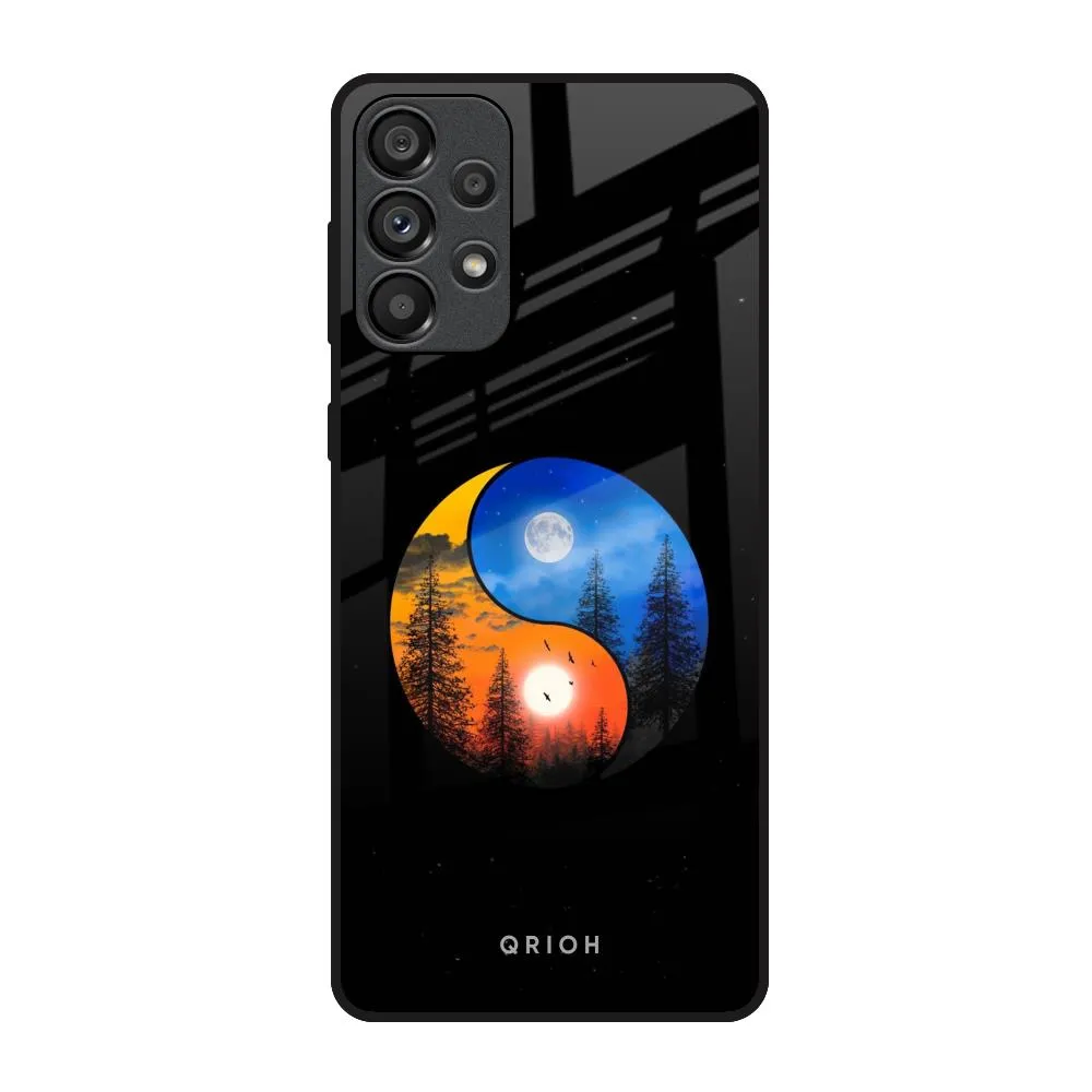 Compact Texture Layer Yin Yang Balance Glass Case for Samsung Galaxy A73 5G
