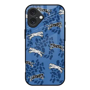 Blue Cheetah Glass Case for iPhone 16 Outdoor Protection