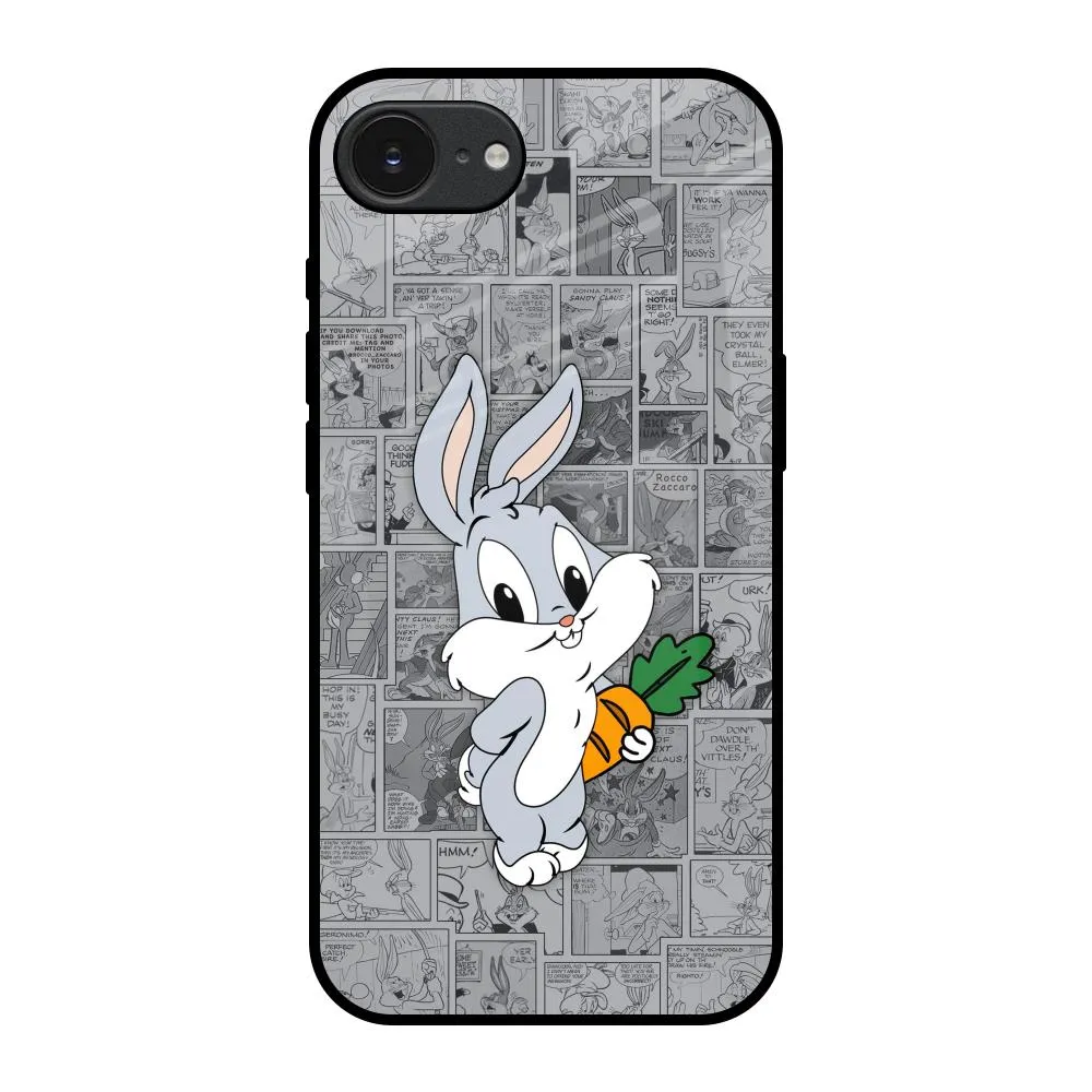 Cute Baby Bunny Glass Case for Apple iPhone 16e Stylish Look