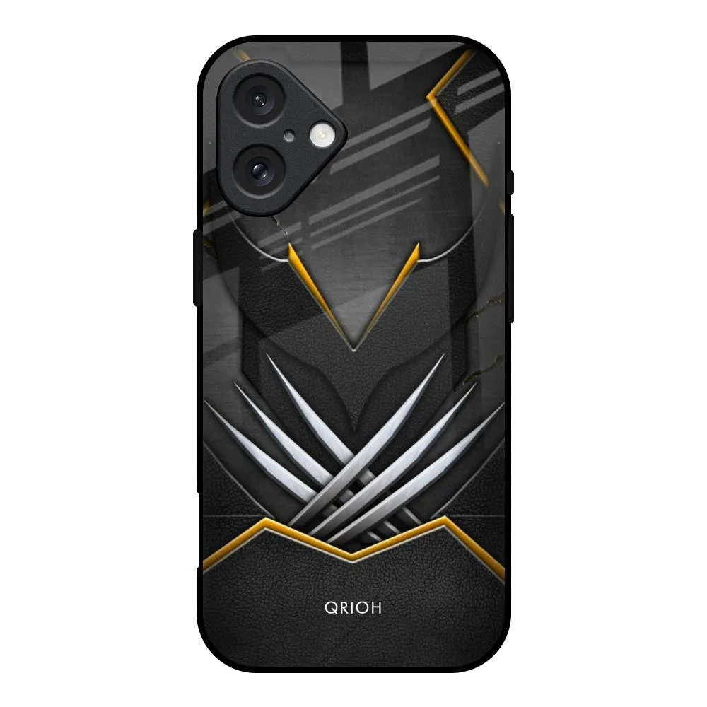 Minimal Detail Texture Black Warrior Glass Case for iPhone 16