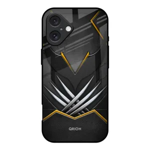 Minimal Detail Texture Black Warrior Glass Case for iPhone 16
