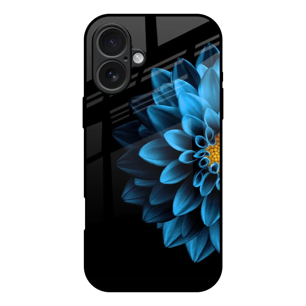 Portable Protection Half Blue Flower Glass Case for iPhone 17