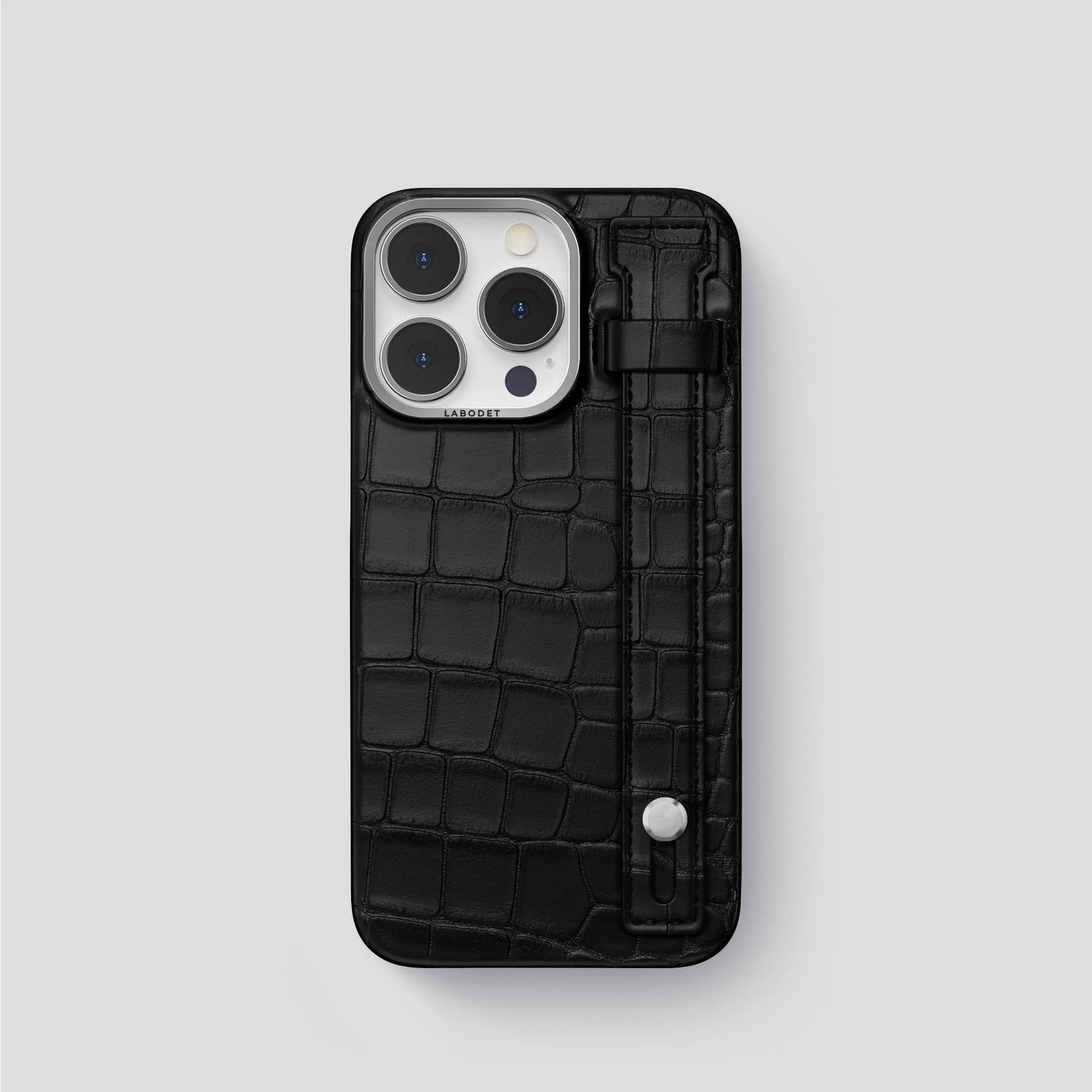 Smooth Form Texture Hand Strap Case For iPhone 15 Pro In Alligator