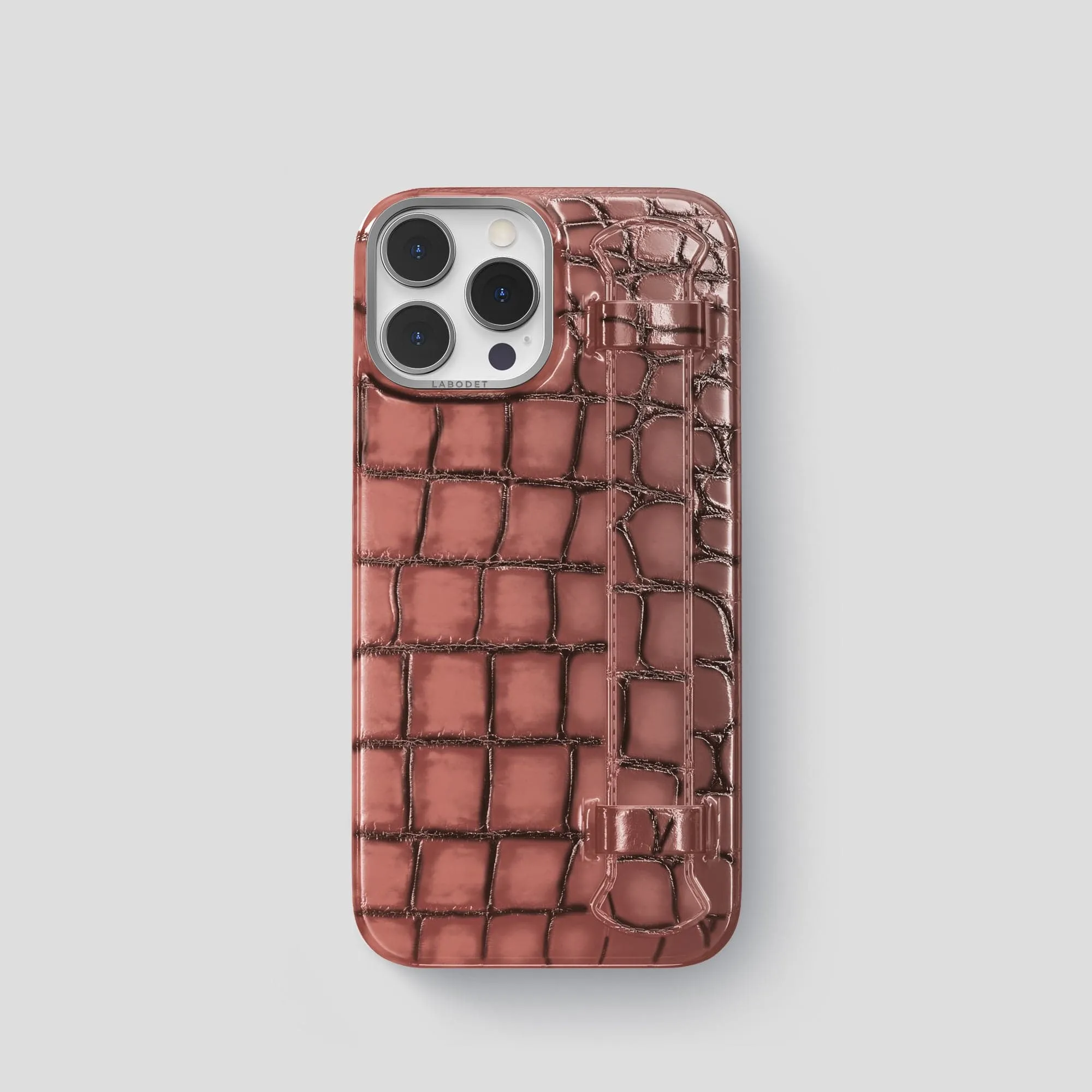 Matte Design Texture Dust proof Handle Case For iPhone 15 Pro In Patina Alligator