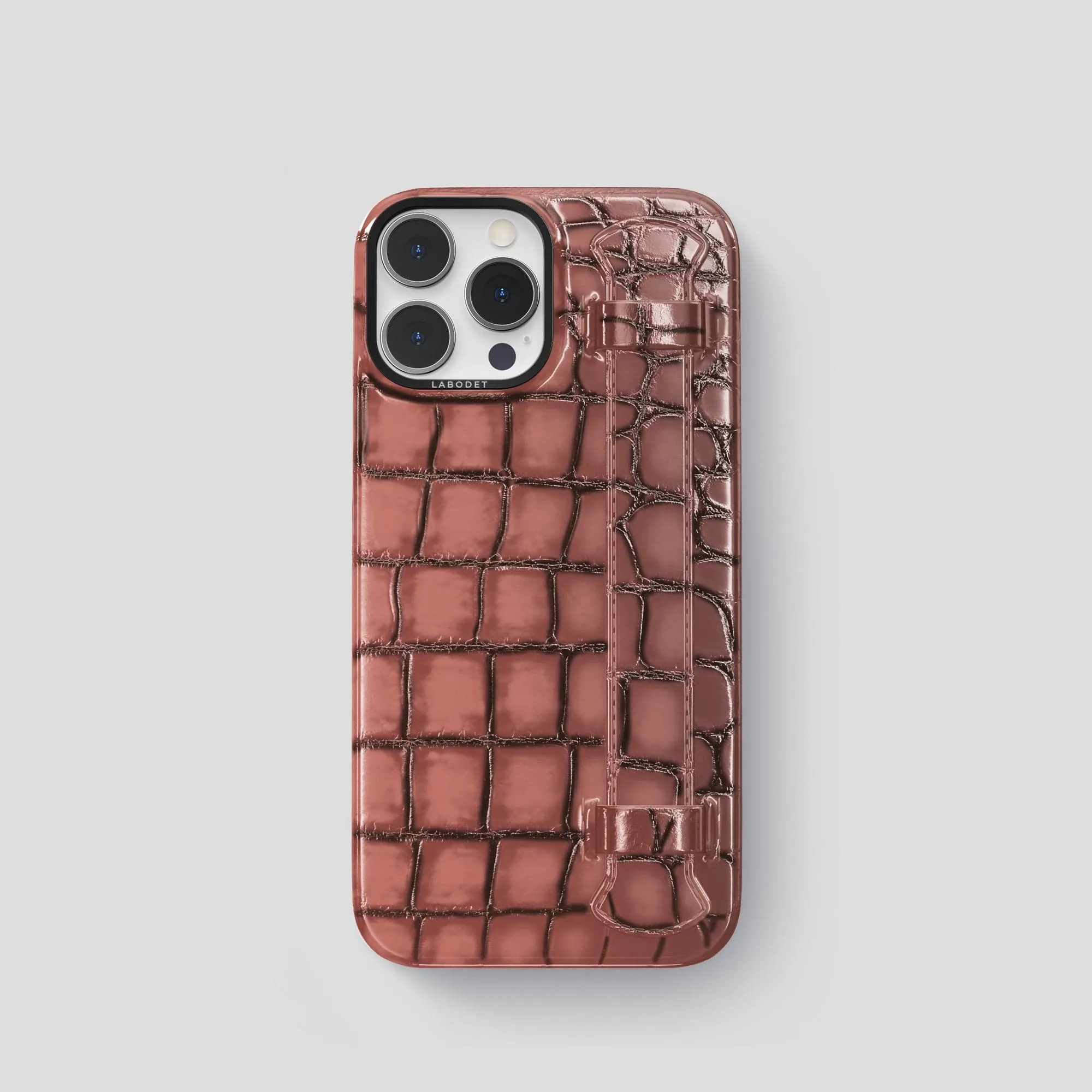 Flexible Pattern Handle Case For iPhone 15 Pro In Patina Alligator