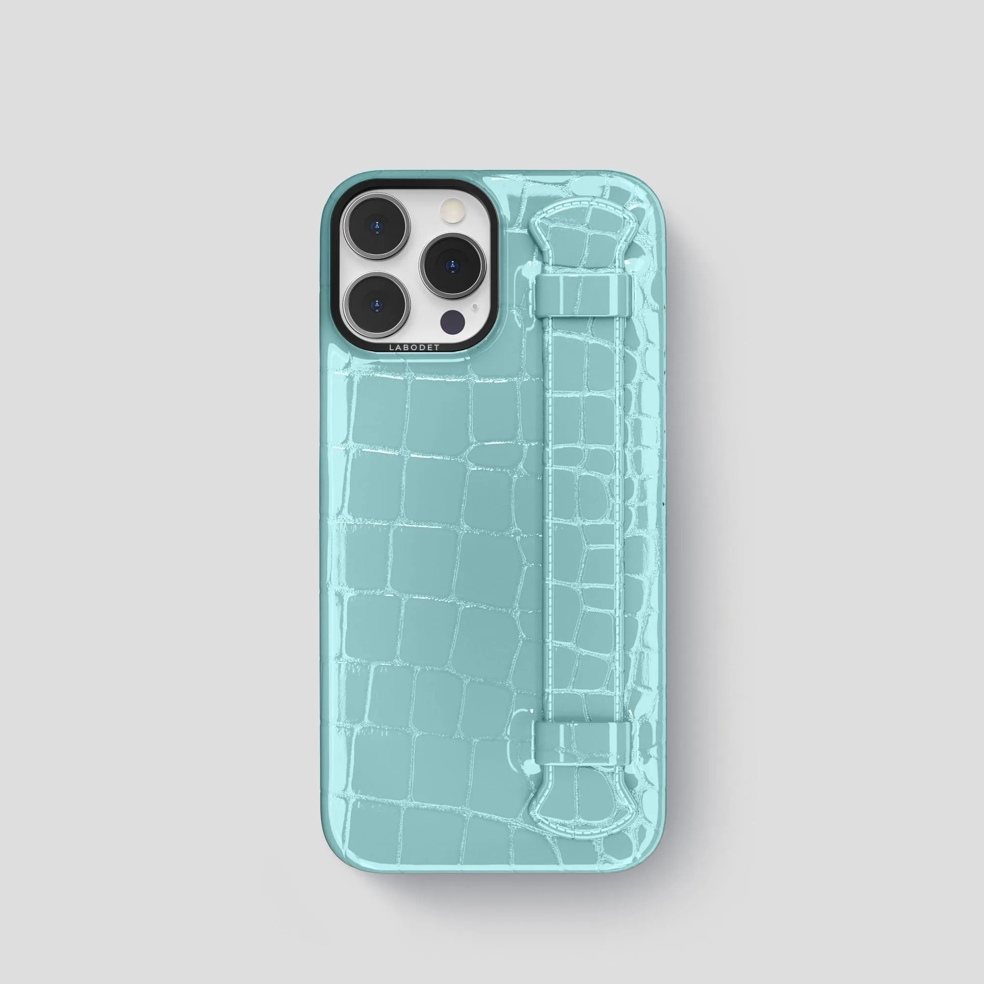 Handle Case For iPhone 15 Pro In Shiny Alligator Tight Fit Luxury Texture Design