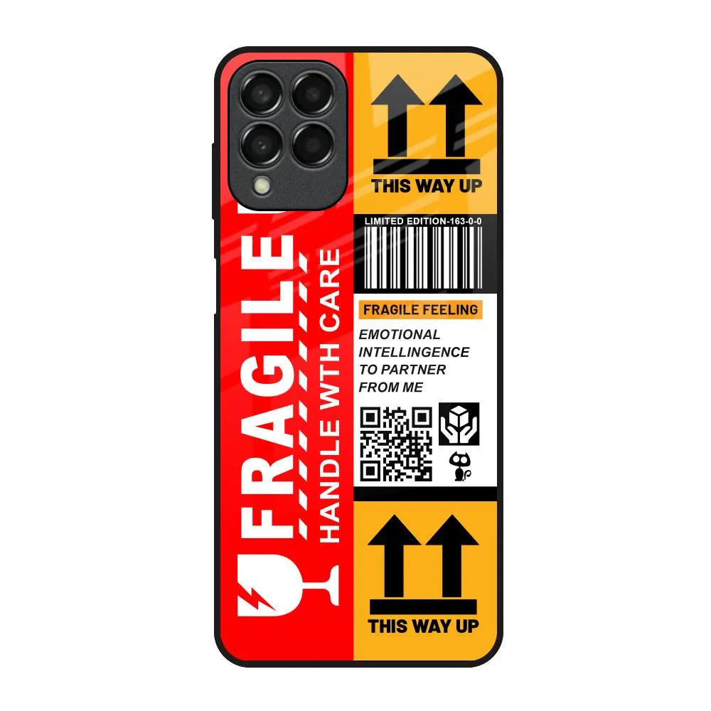 Minimal Aesthetic Colorful Pattern Handle With Care Glass Case for Samsung Galaxy M53 5G