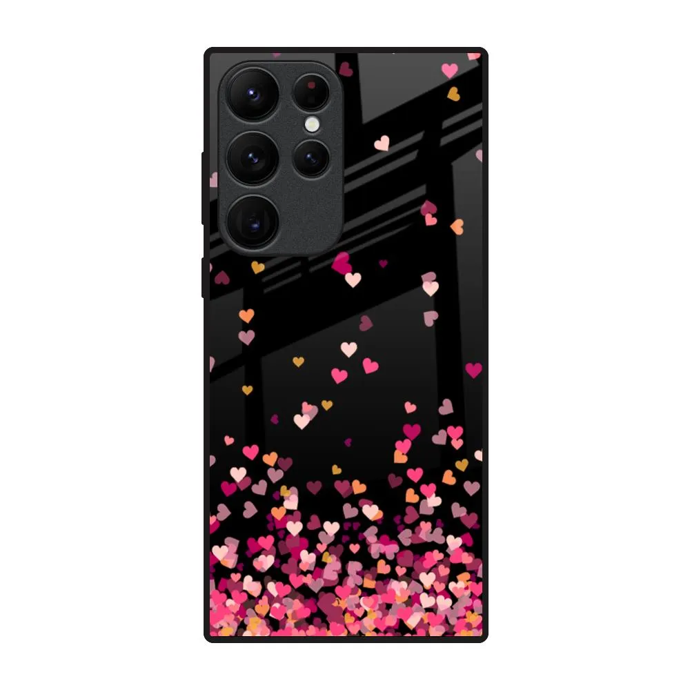 Heart Rain Fall Glass Case For Samsung Galaxy S22 Ultra 5G Daily Essential