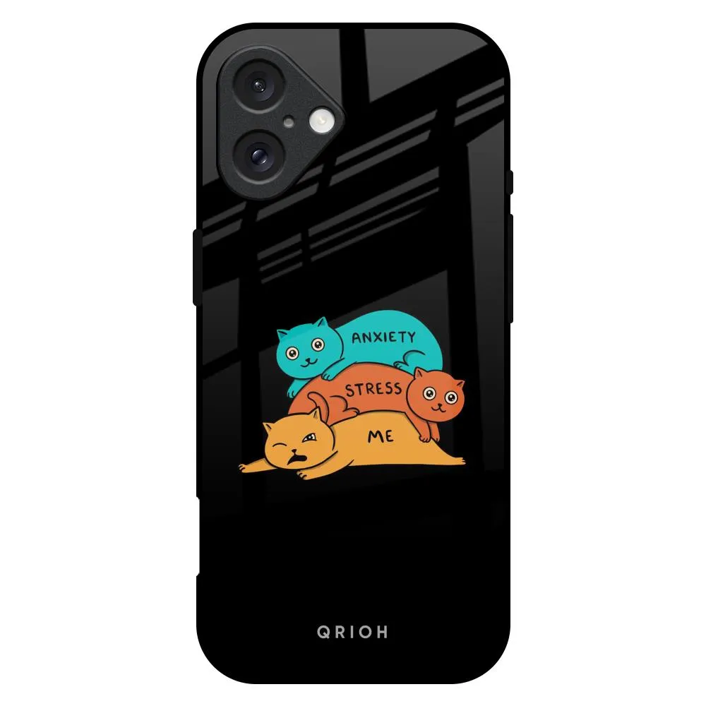 Anxiety Stress Glass Case for iPhone 16 Plus Vibrant Colors Durable Detail