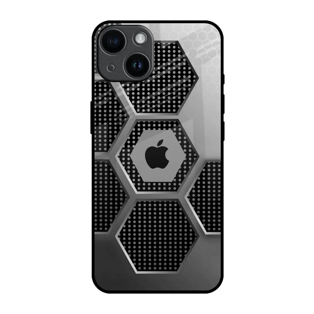 Hexagon Style Glass Case For iPhone 14 Gloss Finish Texture Slim Look