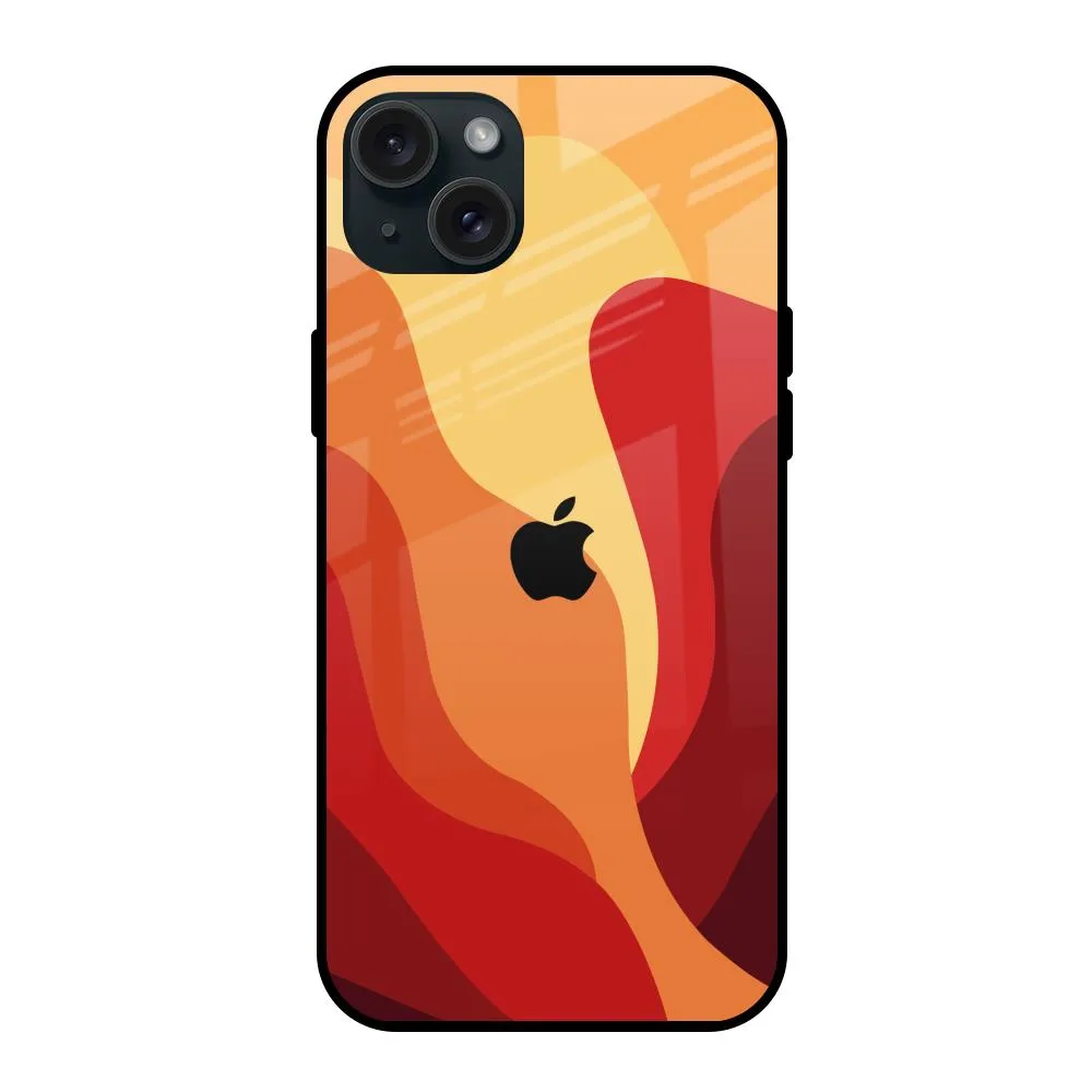 Pocket Friendly Magma Color Pattern Glass Case for iPhone 15 Plus