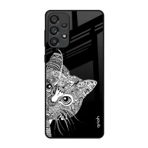 Kitten Mandala Glass Case for Samsung Galaxy A73 5G Futuristic style Premium Feel Layer