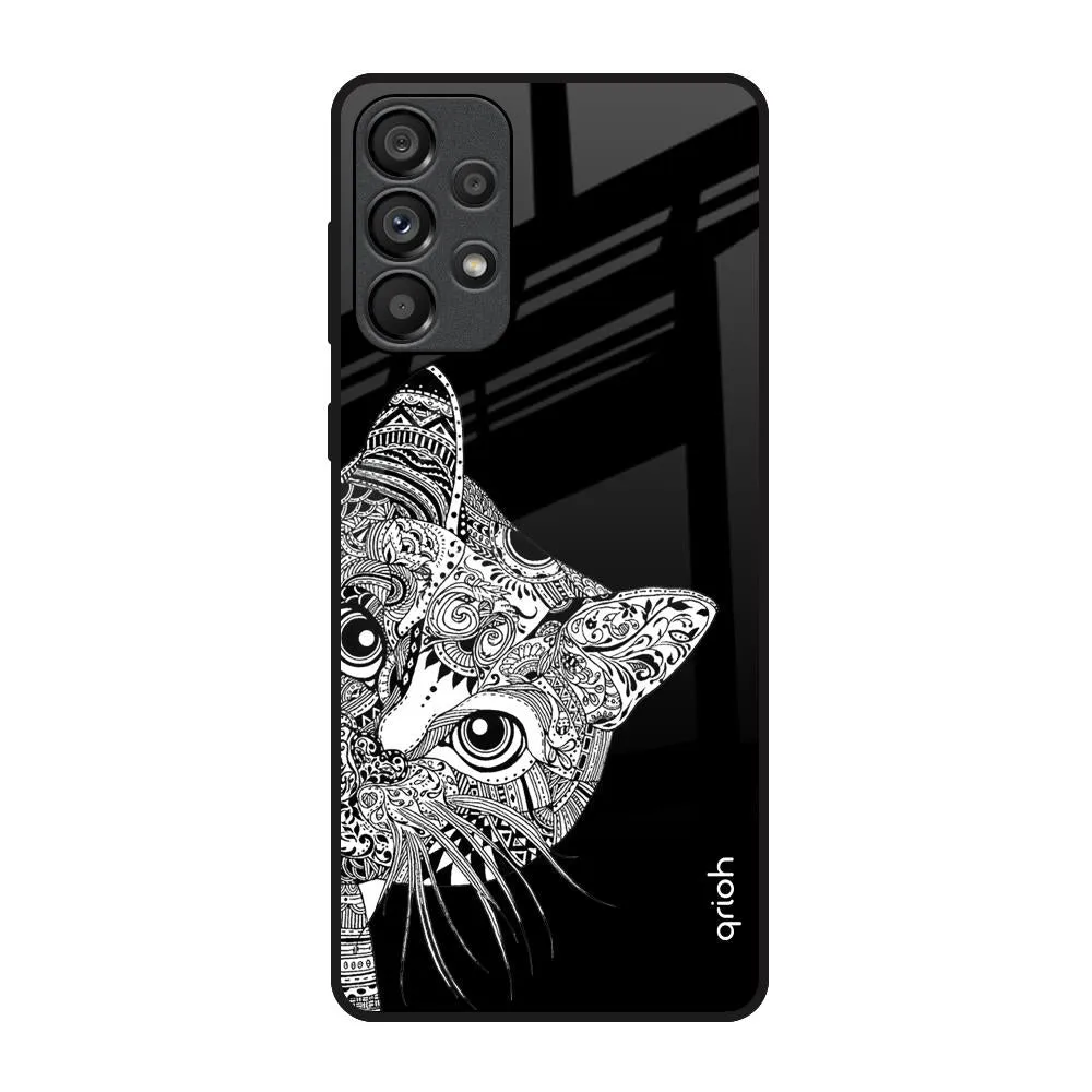 Kitten Mandala Glass Case for Samsung Galaxy A73 5G Futuristic style Premium Feel Layer