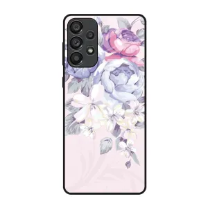 Travel Accessory Elegant Floral Glass Case for Samsung Galaxy A73 5G